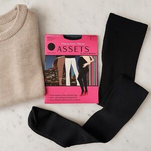 NWT Spanx Maternity Opaque Stripe Tights Black Underbelly Support Sizes 2 and 3